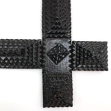 Shiny Black Old Chip Carved Tramp Art Frame, with Glass