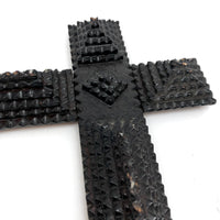 Shiny Black Old Chip Carved Tramp Art Frame, with Glass