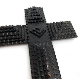 Shiny Black Old Chip Carved Tramp Art Frame, with Glass