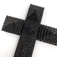 Shiny Black Old Chip Carved Tramp Art Frame, with Glass