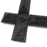 Shiny Black Old Chip Carved Tramp Art Frame, with Glass