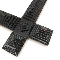Shiny Black Old Chip Carved Tramp Art Frame, with Glass