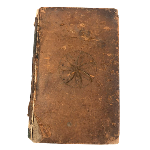 1863 Blanchard's Arithmetic Book with Hex Carved in Leather Cover