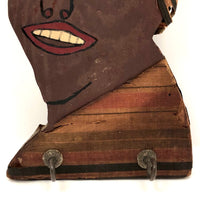 Black Americana Painted Wooden Folk Art Woman Keyholder