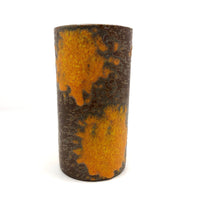Mid-Century Fat Lava Orange and Brown Royal Haeger Cylinder Vase