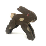 Sweet Old Brown Folk Art Rabbit with White Spots