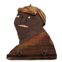 Black Americana Painted Wooden Folk Art Woman Keyholder