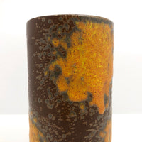 Mid-Century Fat Lava Orange and Brown Royal Haeger Cylinder Vase