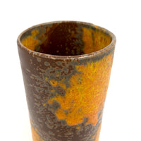 Mid-Century Fat Lava Orange and Brown Royal Haeger Cylinder Vase
