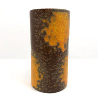 Mid-Century Fat Lava Orange and Brown Royal Haeger Cylinder Vase