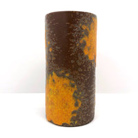 Mid-Century Fat Lava Orange and Brown Royal Haeger Cylinder Vase