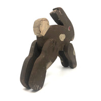 Sweet Old Brown Folk Art Rabbit with White Spots
