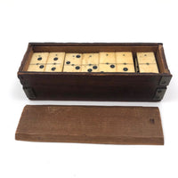 Louisa Seyfert's Excellent 1884 Bone Dominoes in Handmade Box, Complete Set