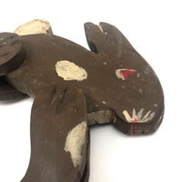 Sweet Old Brown Folk Art Rabbit with White Spots