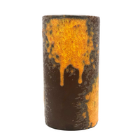 Mid-Century Fat Lava Orange and Brown Royal Haeger Cylinder Vase