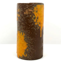 Mid-Century Fat Lava Orange and Brown Royal Haeger Cylinder Vase
