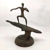 Bronze Tabletop Sculpture of Surfer Riding Wave