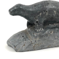 Inuit Carved Stone Seal on Rock