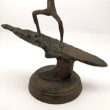 Bronze Tabletop Sculpture of Surfer Riding Wave