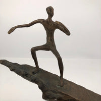Bronze Tabletop Sculpture of Surfer Riding Wave