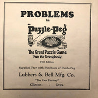 Lubbers & Bell 1929 Puzzle Peg Game with Problem Guide