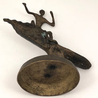 Bronze Tabletop Sculpture of Surfer Riding Wave