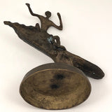Bronze Tabletop Sculpture of Surfer Riding Wave