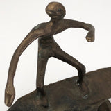 Bronze Tabletop Sculpture of Surfer Riding Wave