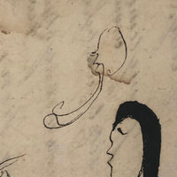 Fantastic c. 1830 Ink Drawing of Lamia with Verses, Riddles, Numbers