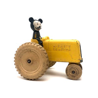 Sunroco Rubber c. 1930s Mickey Mouse on Yellow Tractor