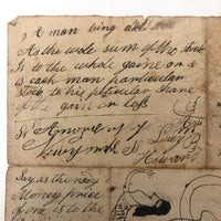 Fantastic c. 1830 Ink Drawing of Lamia with Verses, Riddles, Numbers