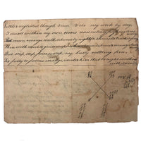 Fantastic c. 1830 Ink Drawing of Lamia with Verses, Riddles, Numbers