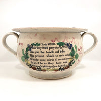 Antique English Sunderland "To the Wife" Lustre Decorated Chamber Pot