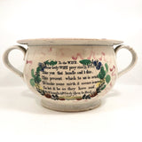 Antique English Sunderland "To the Wife" Lustre Decorated Chamber Pot