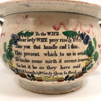 Antique English Sunderland "To the Wife" Lustre Decorated Chamber Pot