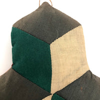 Geometric Piecework Linen and Silk Pin Cushion