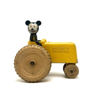Sunroco Rubber c. 1930s Mickey Mouse on Yellow Tractor
