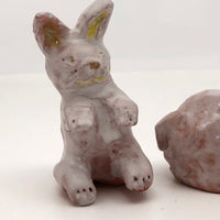 Pink Ceramic Bunnies - A Pair!