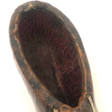 Amazing, Unusual Antique Miniature Leather Shoe with Bone Inlay