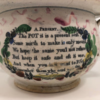 Antique English Sunderland "To the Wife" Lustre Decorated Chamber Pot