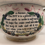 Antique English Sunderland "To the Wife" Lustre Decorated Chamber Pot