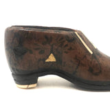 Amazing, Unusual Antique Miniature Leather Shoe with Bone Inlay