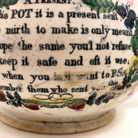Antique English Sunderland "To the Wife" Lustre Decorated Chamber Pot