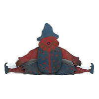 Large Jointed Wooden Jumping Jack Clown with Great Old Paint