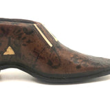 Amazing, Unusual Antique Miniature Leather Shoe with Bone Inlay