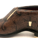 Amazing, Unusual Antique Miniature Leather Shoe with Bone Inlay