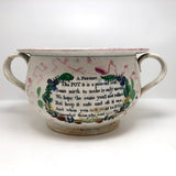 Antique English Sunderland "To the Wife" Lustre Decorated Chamber Pot