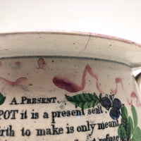 Antique English Sunderland "To the Wife" Lustre Decorated Chamber Pot