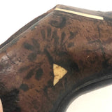 Amazing, Unusual Antique Miniature Leather Shoe with Bone Inlay