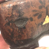 Amazing, Unusual Antique Miniature Leather Shoe with Bone Inlay